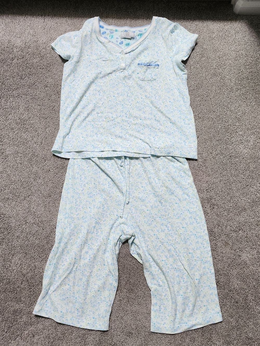 Karen Neuburger Light Blue Floral Short-Sleeve Pajama Set